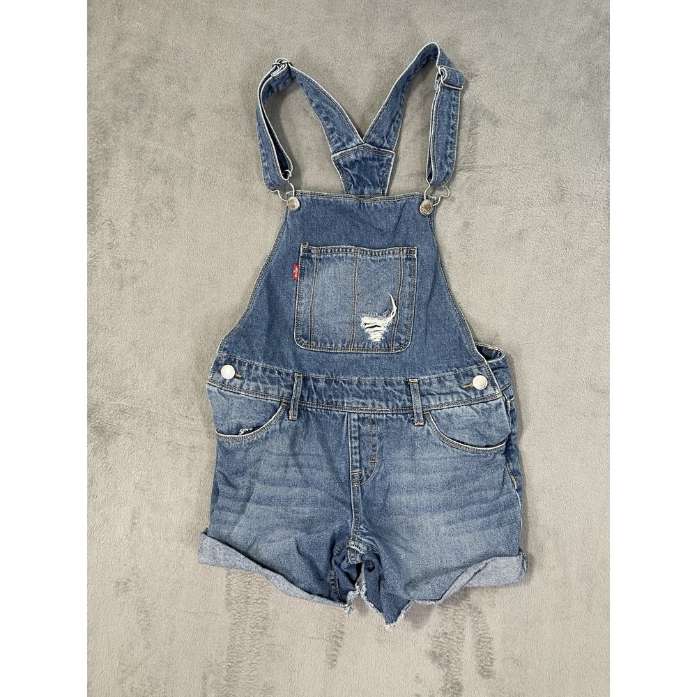 Levis Overalls Girls 12 Blue Denim‎ Shortall Straps Medium Wash School